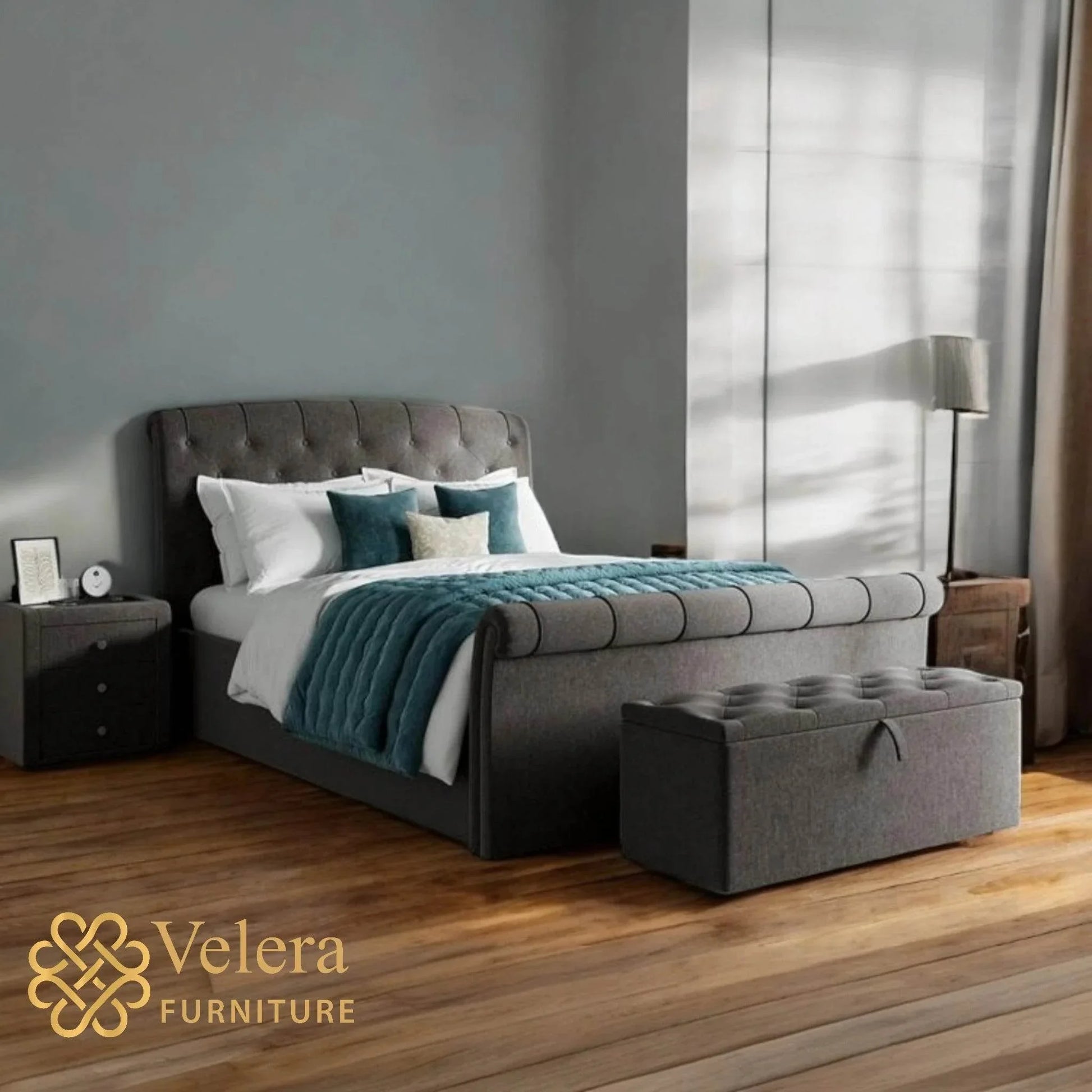 Upholstered Sleigh Bed - Velera Furniture
